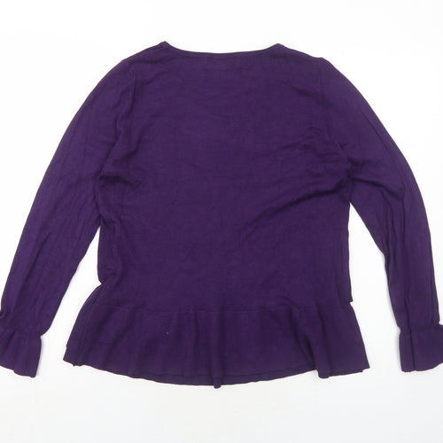 Wallis Womens Purple Round Neck Viscose Pullover Jumper Size 12