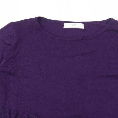 Wallis Womens Purple Round Neck Viscose Pullover Jumper Size 12