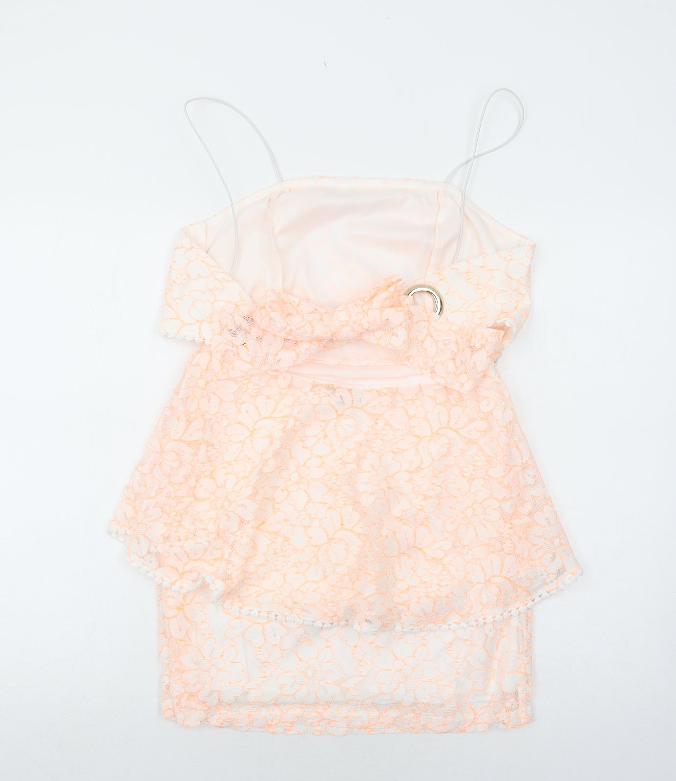 PRETTYLITTLETHING Womens White Floral Polyester Slip Dress Size 10 Square Neck Zip
