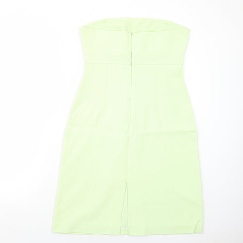 Oasis Womens Green Cotton A-Line Size 14 Square Neck Zip