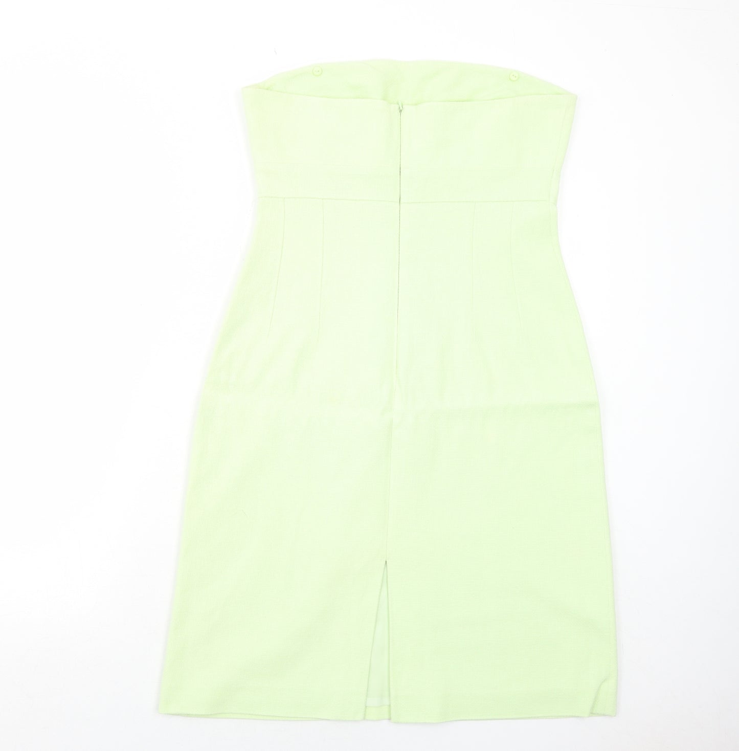 Oasis Womens Green Cotton A-Line Size 14 Square Neck Zip