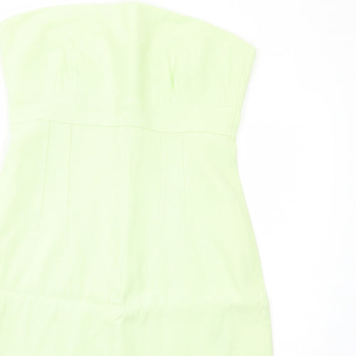 Oasis Womens Green Cotton A-Line Size 14 Square Neck Zip