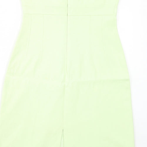 Oasis Womens Green Cotton A-Line Size 14 Square Neck Zip