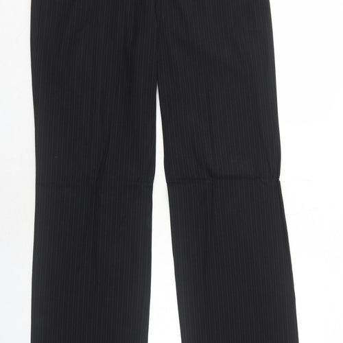 Boss Womens Black Striped Cotton Dress Pants Trousers Size 14 Regular Zip