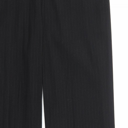 Boss Womens Black Striped Cotton Dress Pants Trousers Size 14 Regular Zip