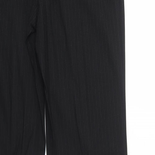 Boss Womens Black Striped Cotton Dress Pants Trousers Size 14 Regular Zip