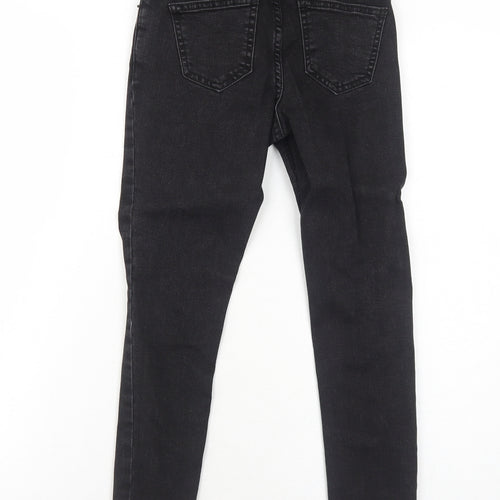 New Look Girls Black Cotton Skinny Jeans Size 10 Years Regular Zip - Distressed