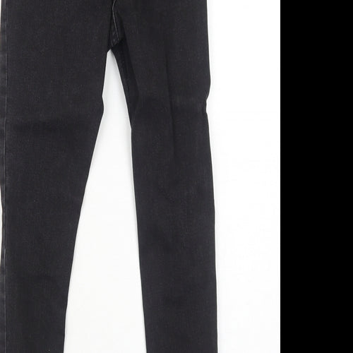 New Look Girls Black Cotton Skinny Jeans Size 10 Years Regular Zip - Distressed