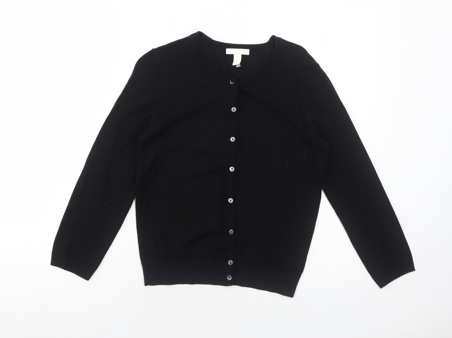 H&M Womens Black V-Neck Acrylic Cardigan Jumper Size S