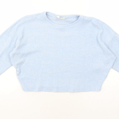 H&M Girls Blue Round Neck Polyester Pullover Jumper Size 11-12 Years Pullover - Ribbed