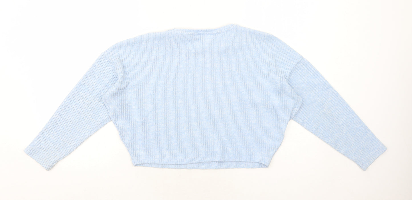 H&M Girls Blue Round Neck Polyester Pullover Jumper Size 11-12 Years Pullover - Ribbed