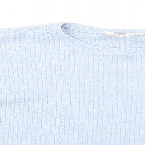 H&M Girls Blue Round Neck Polyester Pullover Jumper Size 11-12 Years Pullover - Ribbed