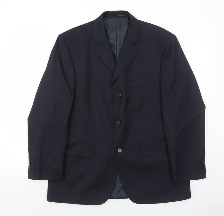 Burton Mens Blue Polyester Jacket Suit Jacket Size 40 Regular