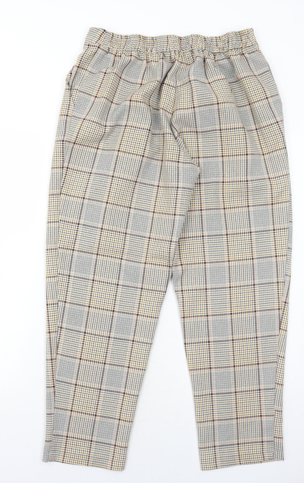 New Look Womens Yellow Plaid Polyester Carrot Trousers Size 14 Regular Button