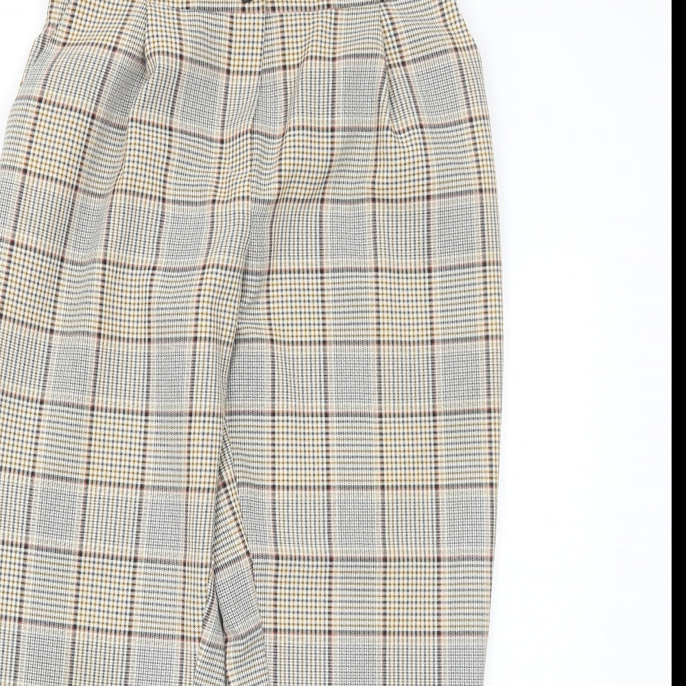 New Look Womens Yellow Plaid Polyester Carrot Trousers Size 14 Regular Button