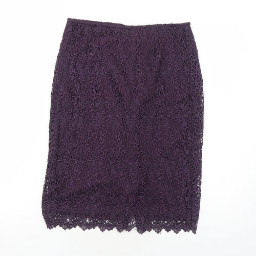 La Redoute Womens Purple Polyester Straight & Pencil Skirt Size 6 Zip