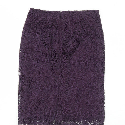 La Redoute Womens Purple Polyester Straight & Pencil Skirt Size 6 Zip