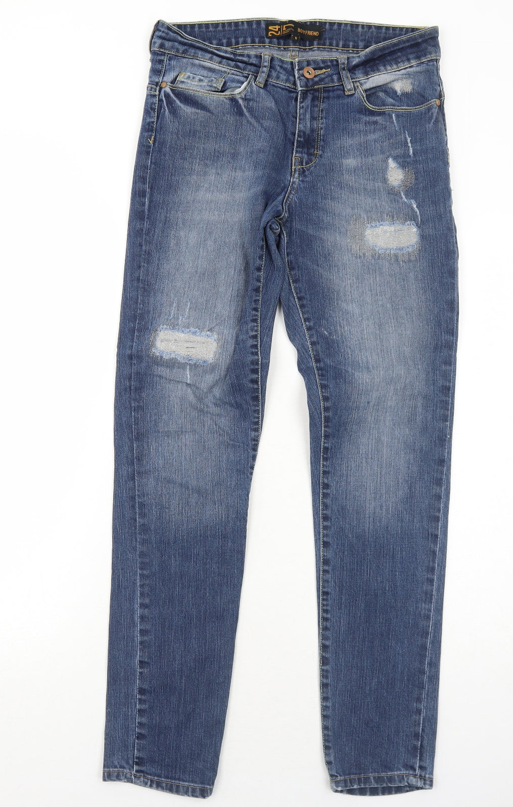 Denim 24/7 Womens Blue Cotton Straight Jeans Size 8 Regular Zip