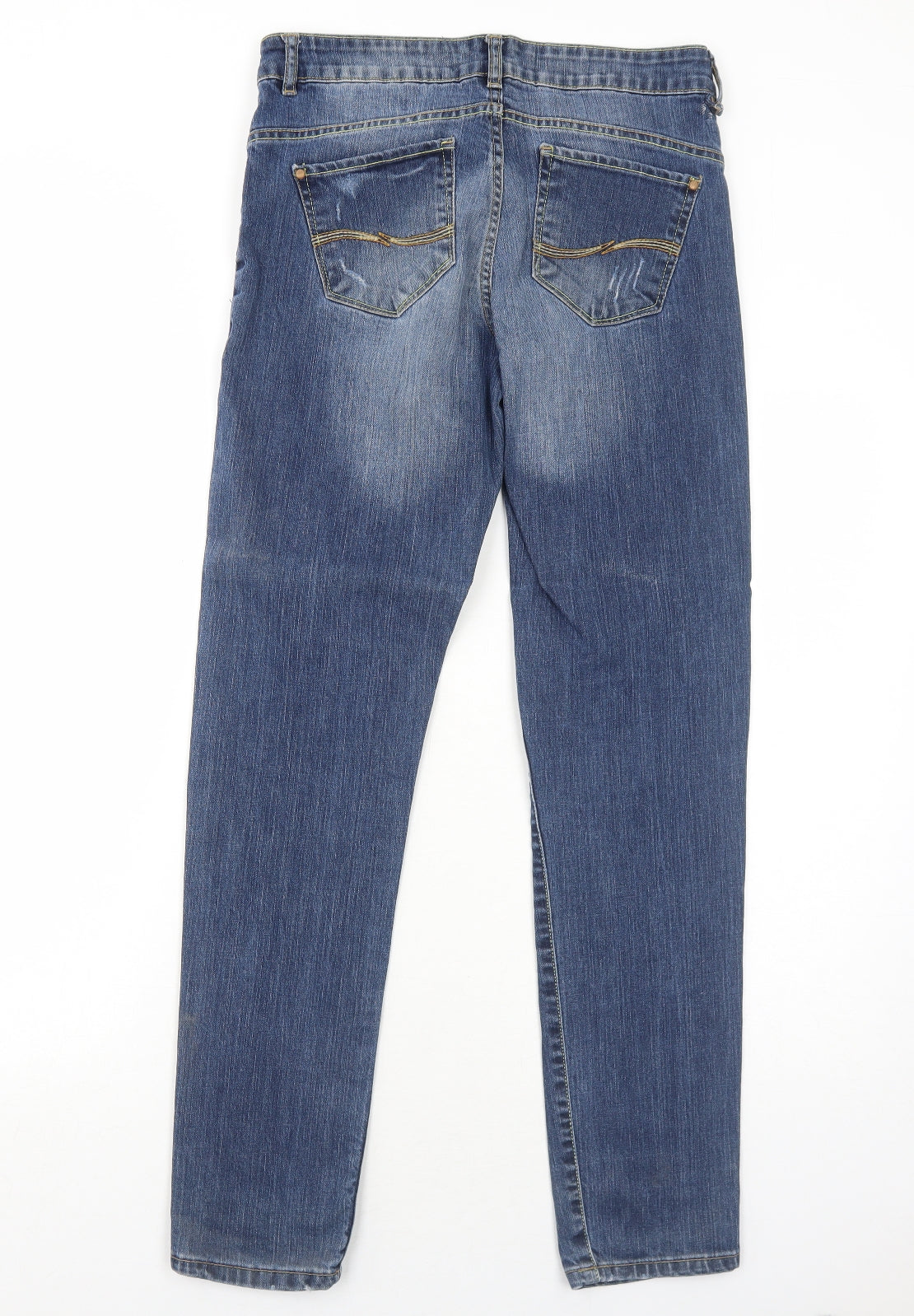 Denim 24/7 Womens Blue Cotton Straight Jeans Size 8 Regular Zip