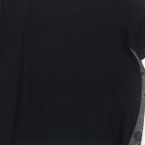 NEXT Womens Black Floral Viscose Basic T-Shirt Size 8 Round Neck