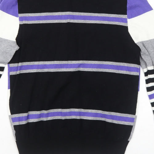 Savoir Womens Black Round Neck Striped Viscose Pullover Jumper Size 12