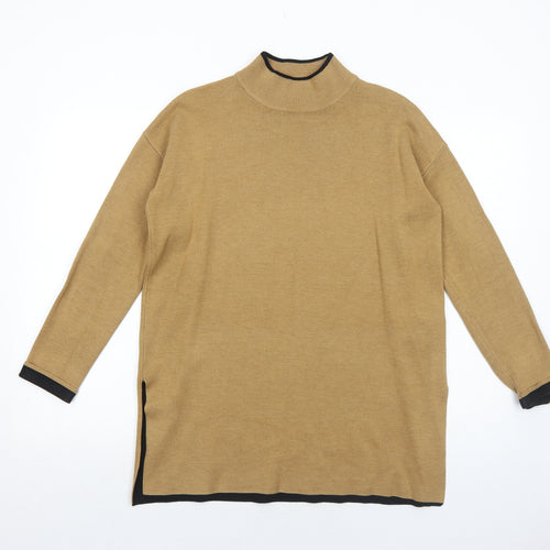 Topshop Womens Beige Mock Neck Acrylic Pullover Jumper Size 10