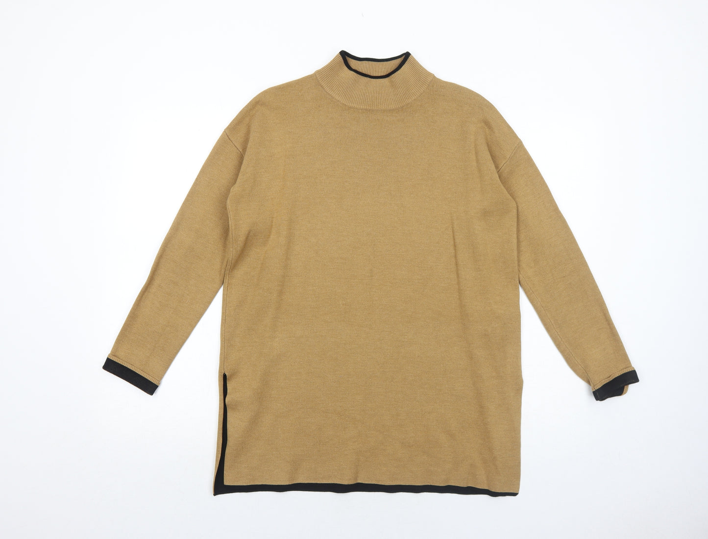 Topshop Womens Beige Mock Neck Acrylic Pullover Jumper Size 10