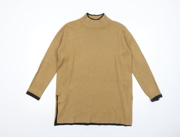 Topshop Womens Beige Mock Neck Acrylic Pullover Jumper Size 10
