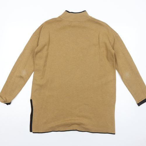 Topshop Womens Beige Mock Neck Acrylic Pullover Jumper Size 10