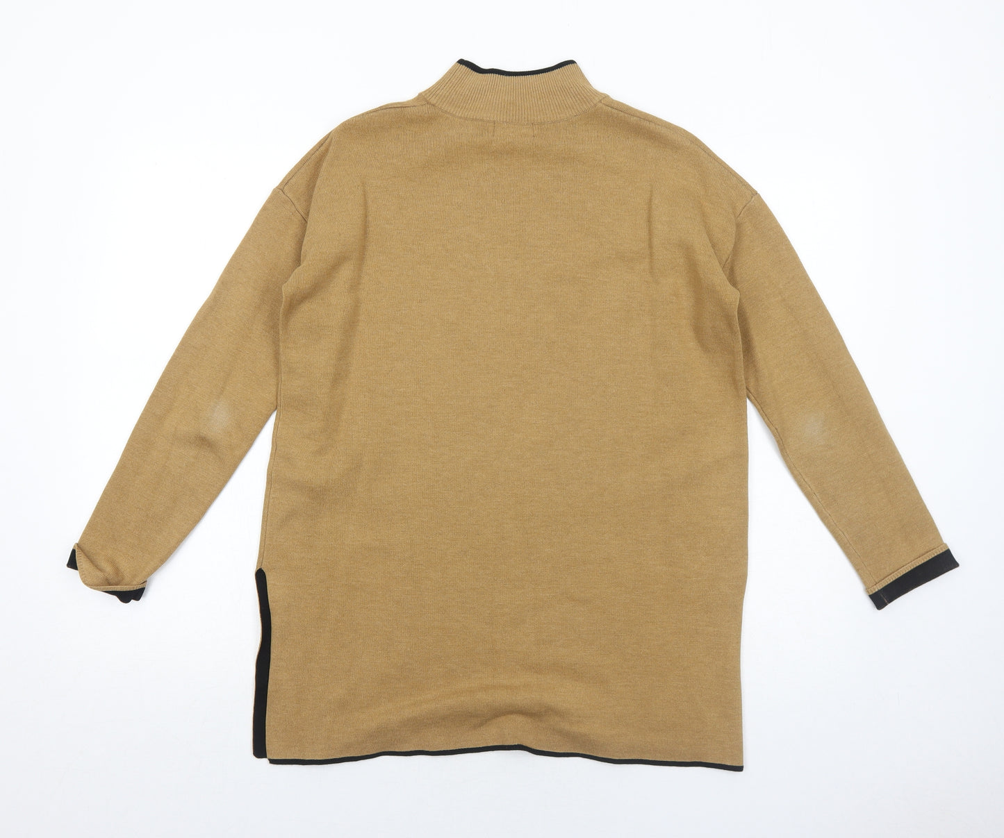 Topshop Womens Beige Mock Neck Acrylic Pullover Jumper Size 10