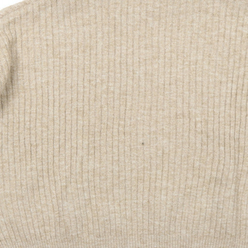 H&M Womens Beige Mock Neck Polyester Pullover Jumper Size XS
