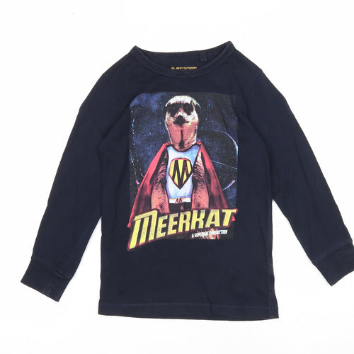 NEXT Boys Blue Cotton Basic Casual Size 4 Years Round Neck Pullover - Meerkat