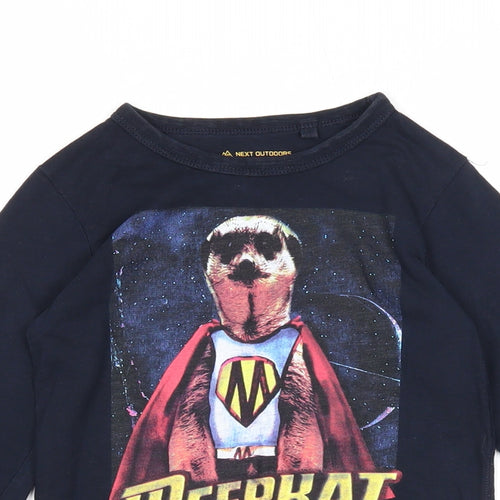 NEXT Boys Blue Cotton Basic Casual Size 4 Years Round Neck Pullover - Meerkat