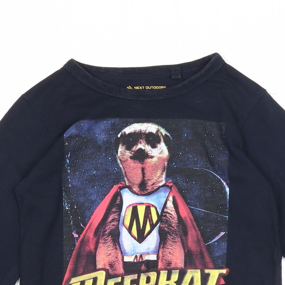 NEXT Boys Blue Cotton Basic Casual Size 4 Years Round Neck Pullover - Meerkat