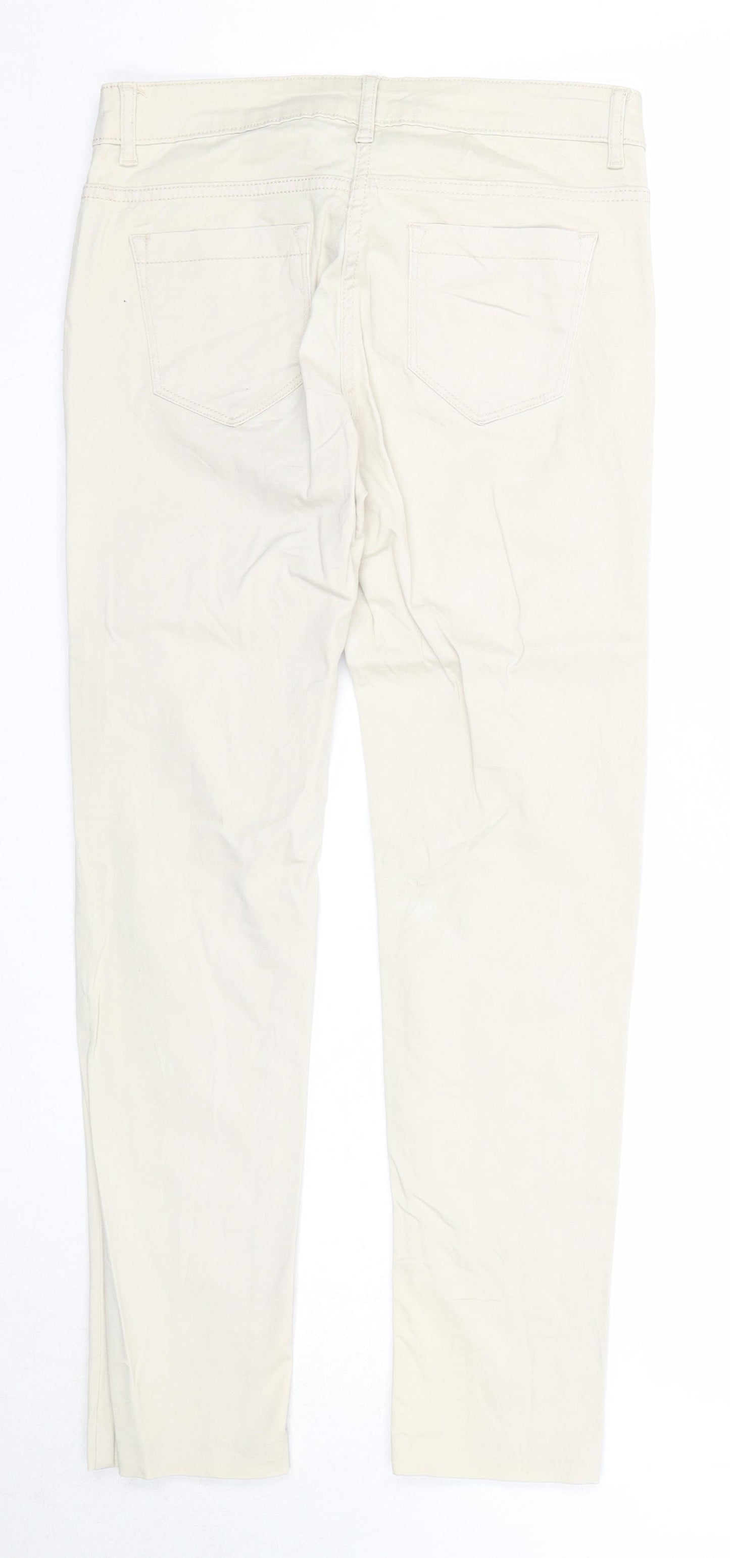 Blue Motion Womens Beige Cotton Trousers Size 8 Regular Zip