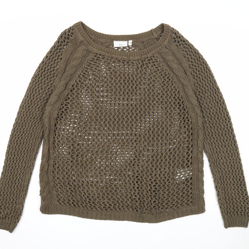 New Look Womens Green Boat Neck Acrylic Pullover Jumper Size 10