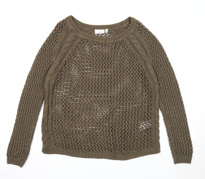 New Look Womens Green Boat Neck Acrylic Pullover Jumper Size 10