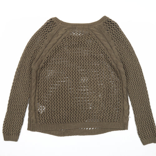 New Look Womens Green Boat Neck Acrylic Pullover Jumper Size 10