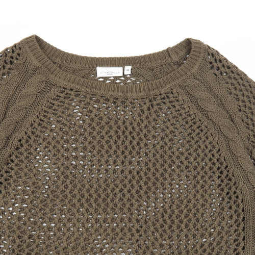 New Look Womens Green Boat Neck Acrylic Pullover Jumper Size 10