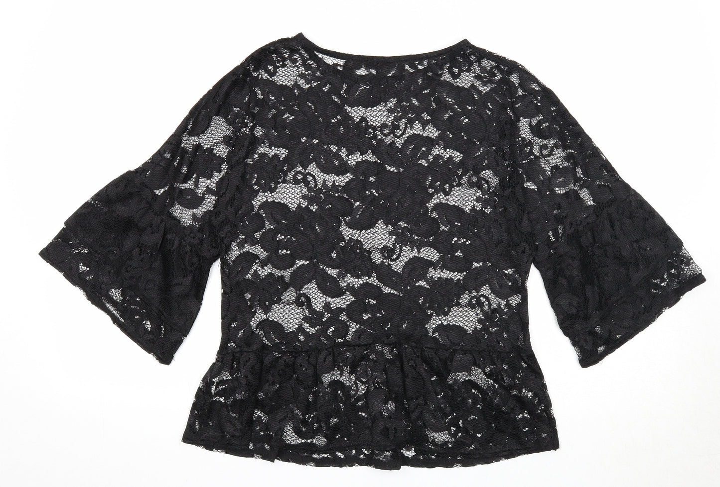 River Island Womens Black Nylon Basic Blouse Size 10 Round Neck