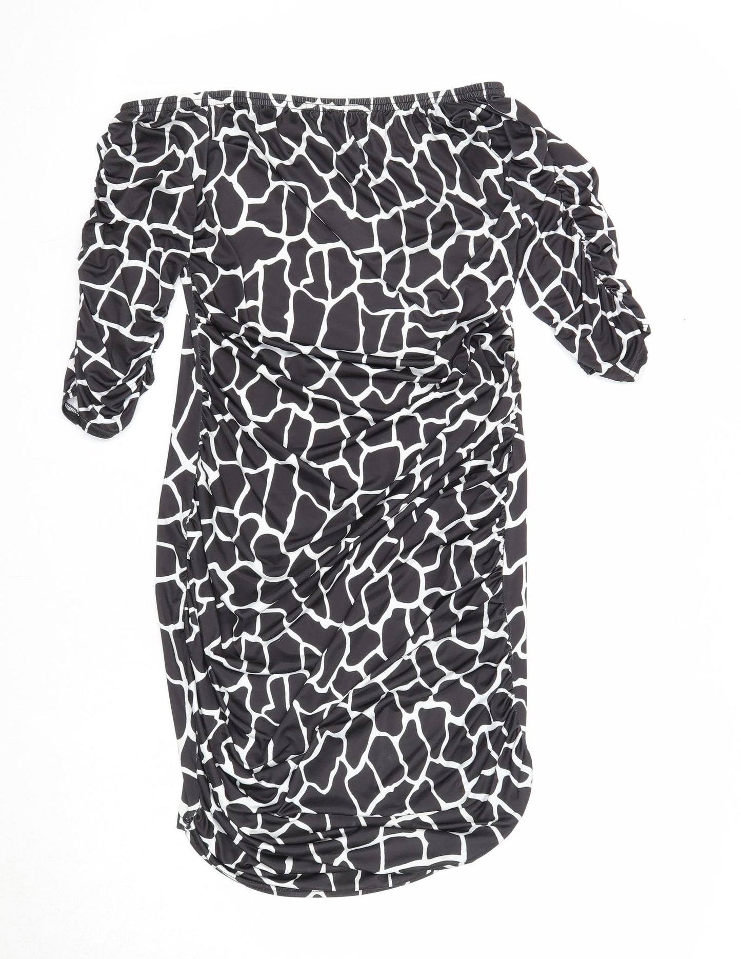 Nasty Gal Womens Black Geometric Polyester Bodycon Size 8 Off the Shoulder Pullover
