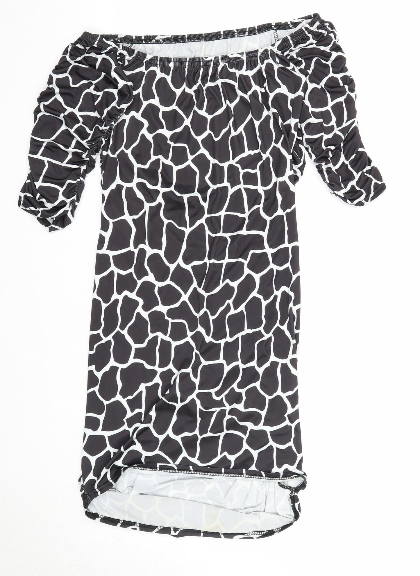 Nasty Gal Womens Black Geometric Polyester Bodycon Size 8 Off the Shoulder Pullover