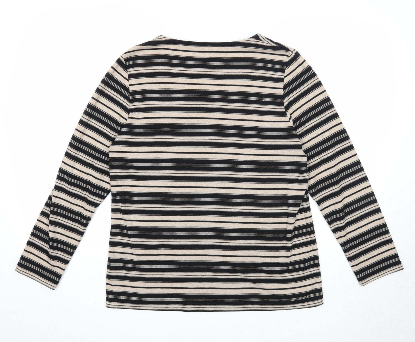 Bonmarché Womens Black Square Neck Striped Polyester Pullover Jumper Size M