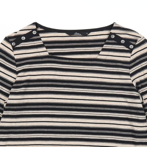 Bonmarché Womens Black Square Neck Striped Polyester Pullover Jumper Size M
