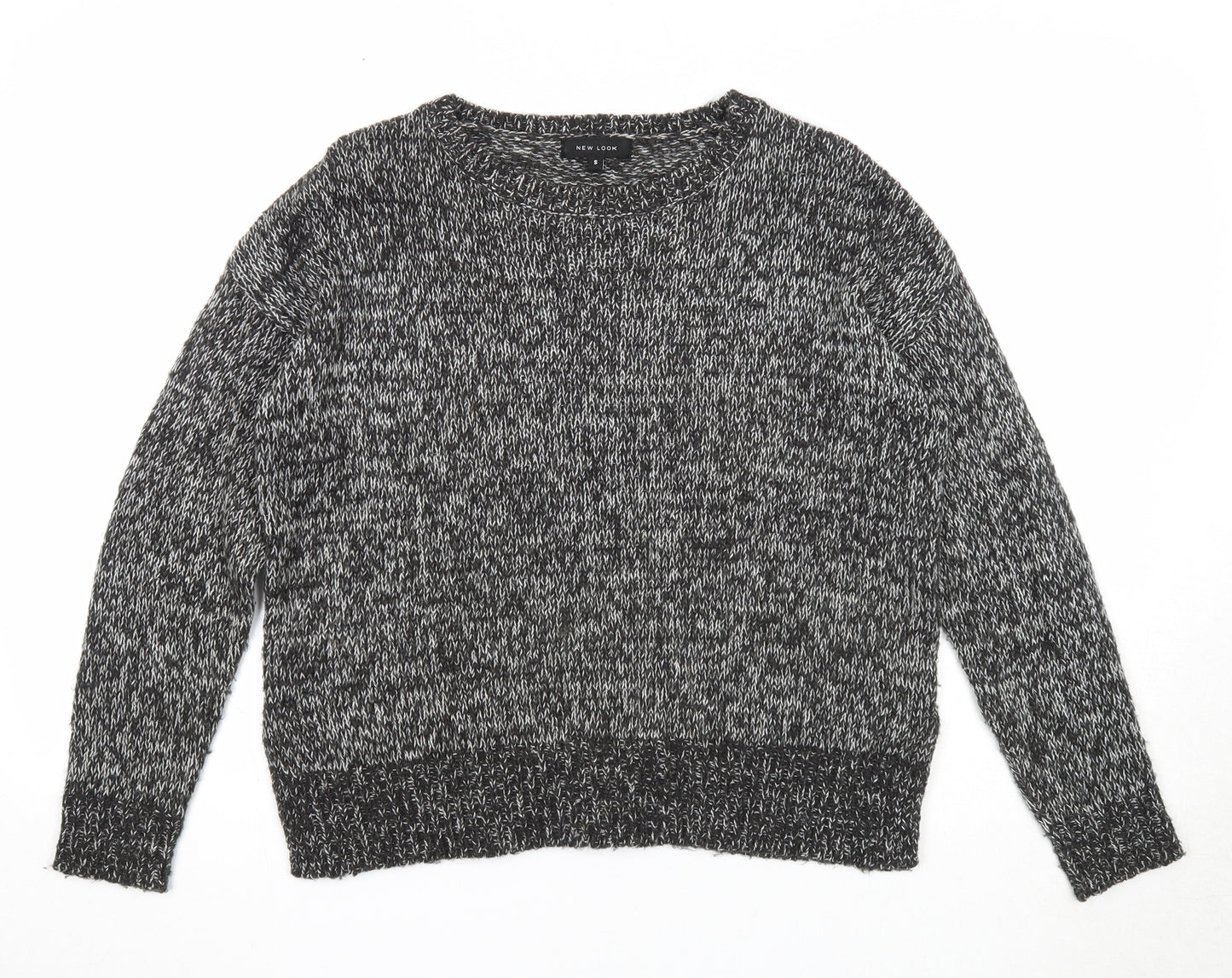 New Look Womens Black Round Neck Acrylic Pullover Jumper Size S