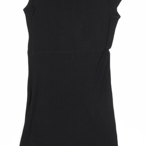 PRETTYLITTLETHING Womens Black Cotton Trapeze & Swing Size 8 Round Neck Pullover