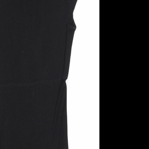 PRETTYLITTLETHING Womens Black Cotton Trapeze & Swing Size 8 Round Neck Pullover