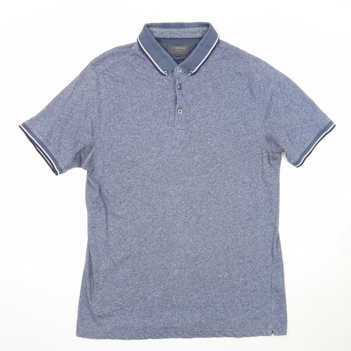 Marks and Spencer Mens Blue Polyester Polo Size L Collared Button