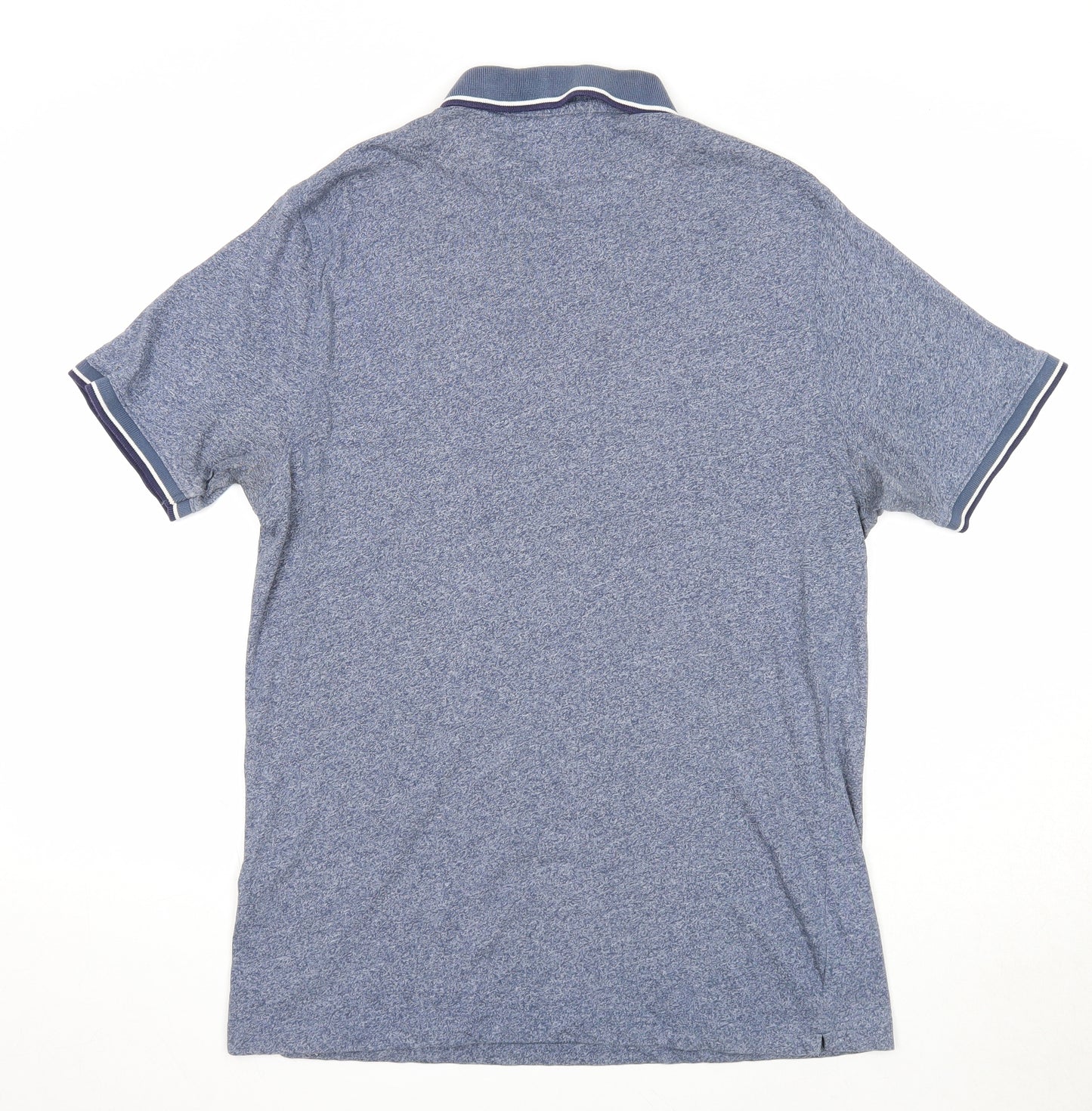 Marks and Spencer Mens Blue Polyester Polo Size L Collared Button