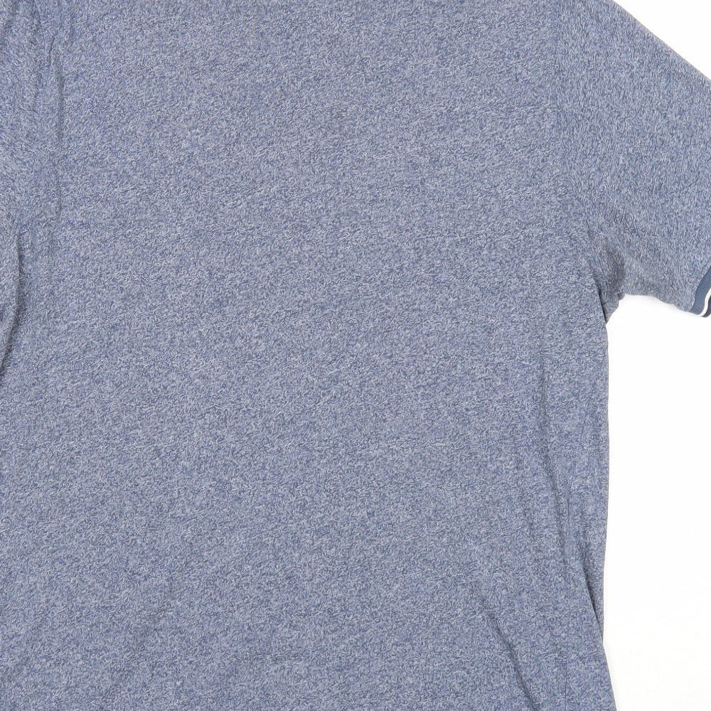 Marks and Spencer Mens Blue Polyester Polo Size L Collared Button